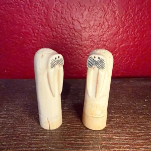 Walrus Ivory Salt + Pepper Shakers